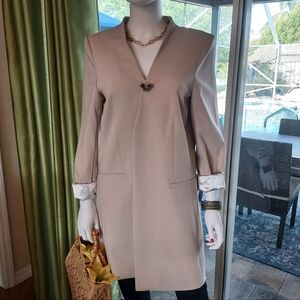 Calvin Klein Open Front Blazer w Roll Sleeves & Contrasting Lining. Sz 14  NWOT.